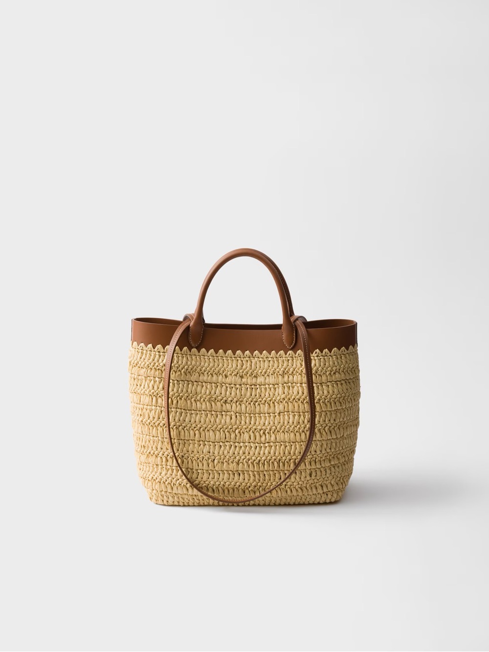 Prada Natural Raffia Tote with Tan Leather Trim - Picture 5 of 10